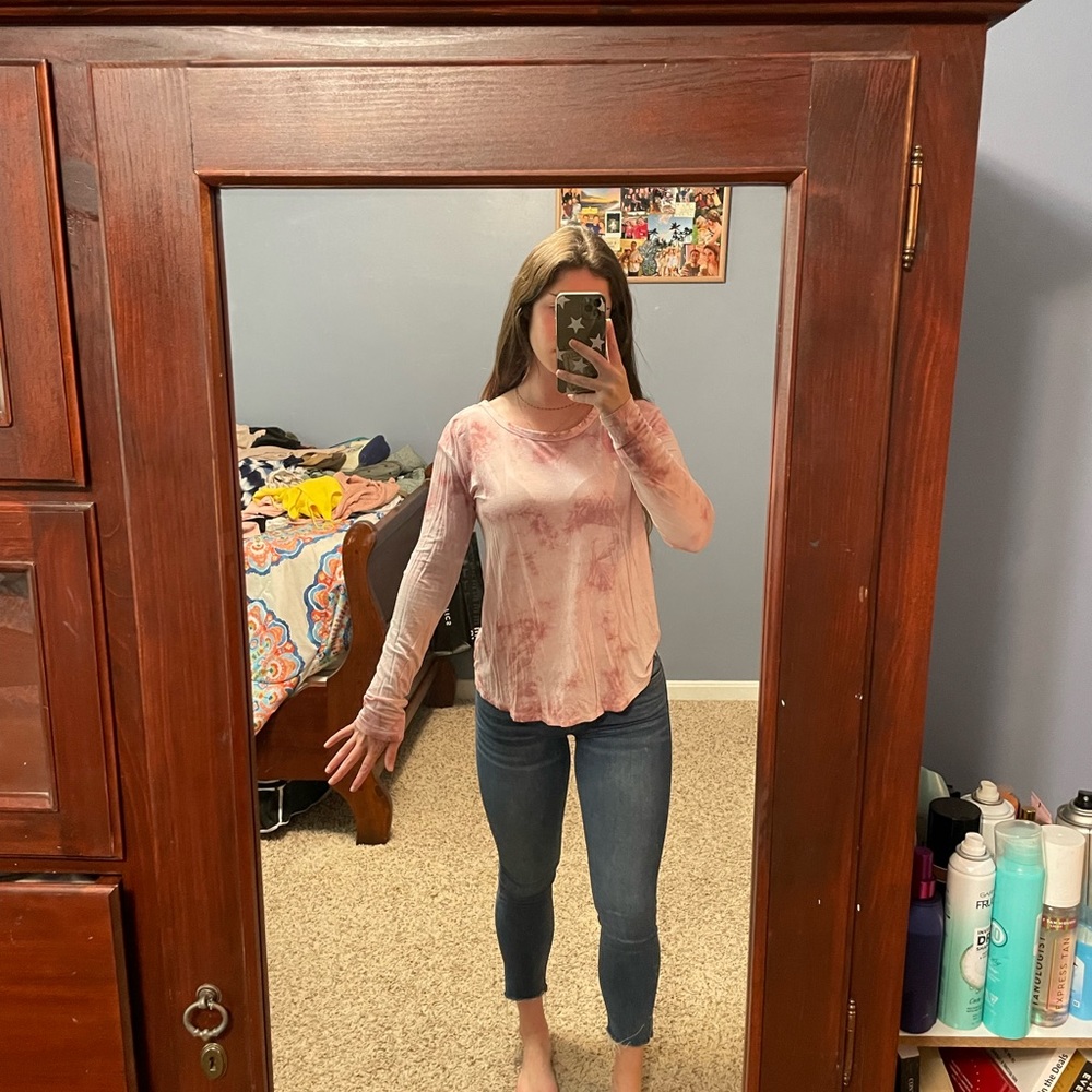 American Eagle pink tie dye soft and sexy long sleeve